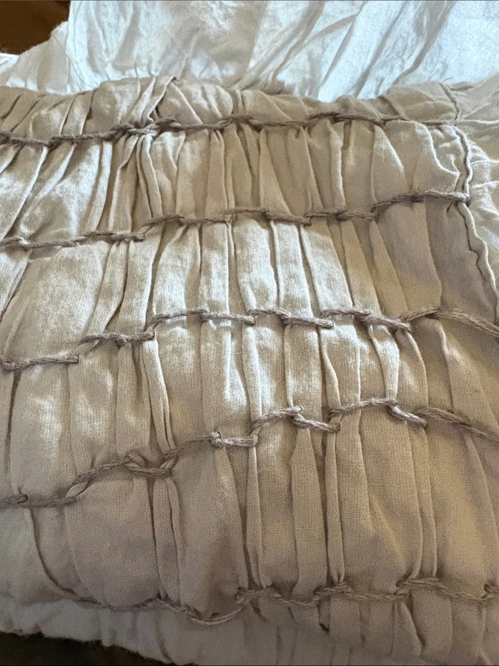 2 Pottery Barn Light Blue Ruched Voile Euro Sham 26”x26”